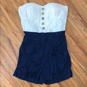 Cute navy blue and white romper